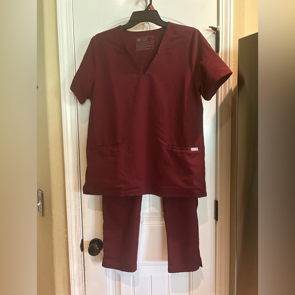 Figs Maroon Scrubs Set